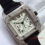 Swiss Replica Cartier Santos 100 Diamond Watch Diamond Bezel 7750 Automatic
